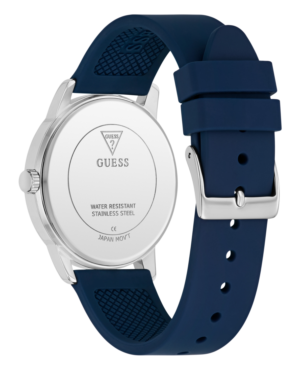 Guess Men's Blue Silver Tone Analog Watch, 40mm In Silver