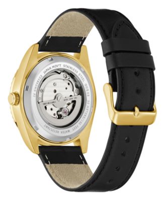 Men's Black Gold Tone Automatic Watch, 42mm