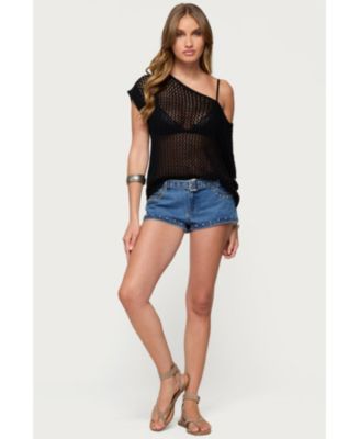 Womens Trix Off Shoulder Open Knit Top