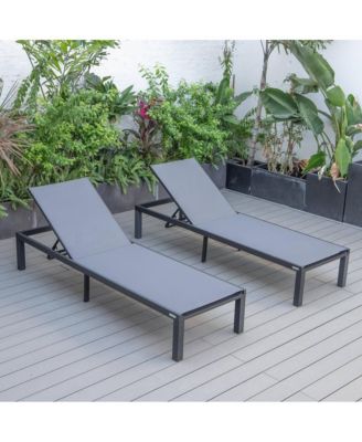 Marlin Patio Chaise Lounge Chair With Black Aluminum Frame, Set of 2