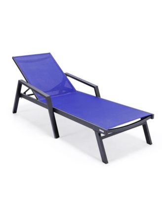 Marlin Patio Chaise Lounge Chair With Armrests in Black Aluminum Frame