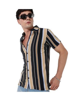 Men's Striped Button Up Cotton Shirt
