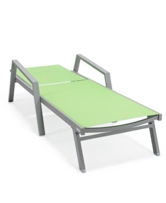 Marlin Patio Chaise Lounge Chair With Armrests in Grey Aluminum Frame