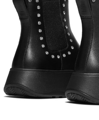 Women's F-Mode Gem-Trim Leather Chelsea Booties
