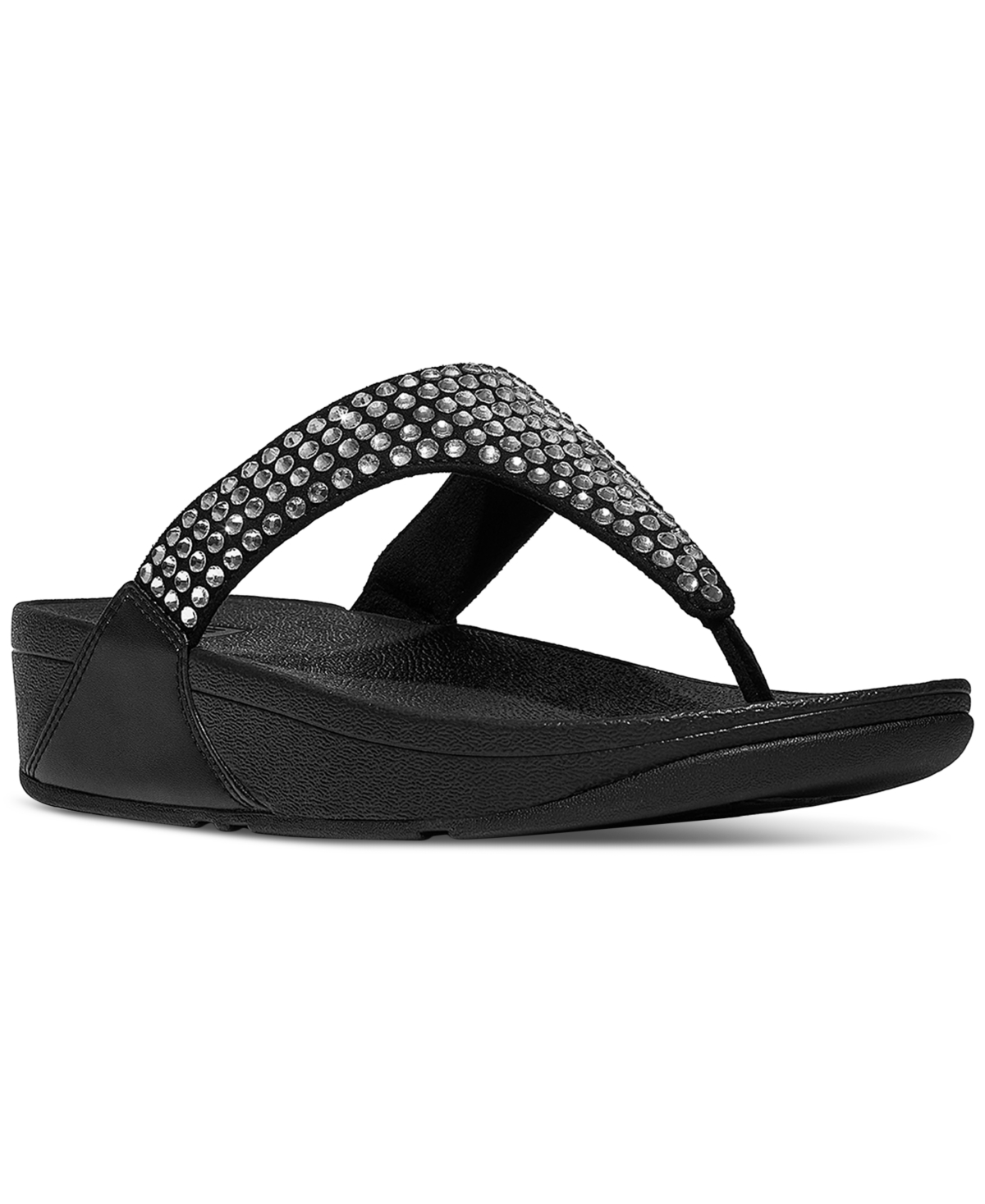 Fitflop Women's Lulu Maxi-crystal Toe-post Wedge Sandals In Black