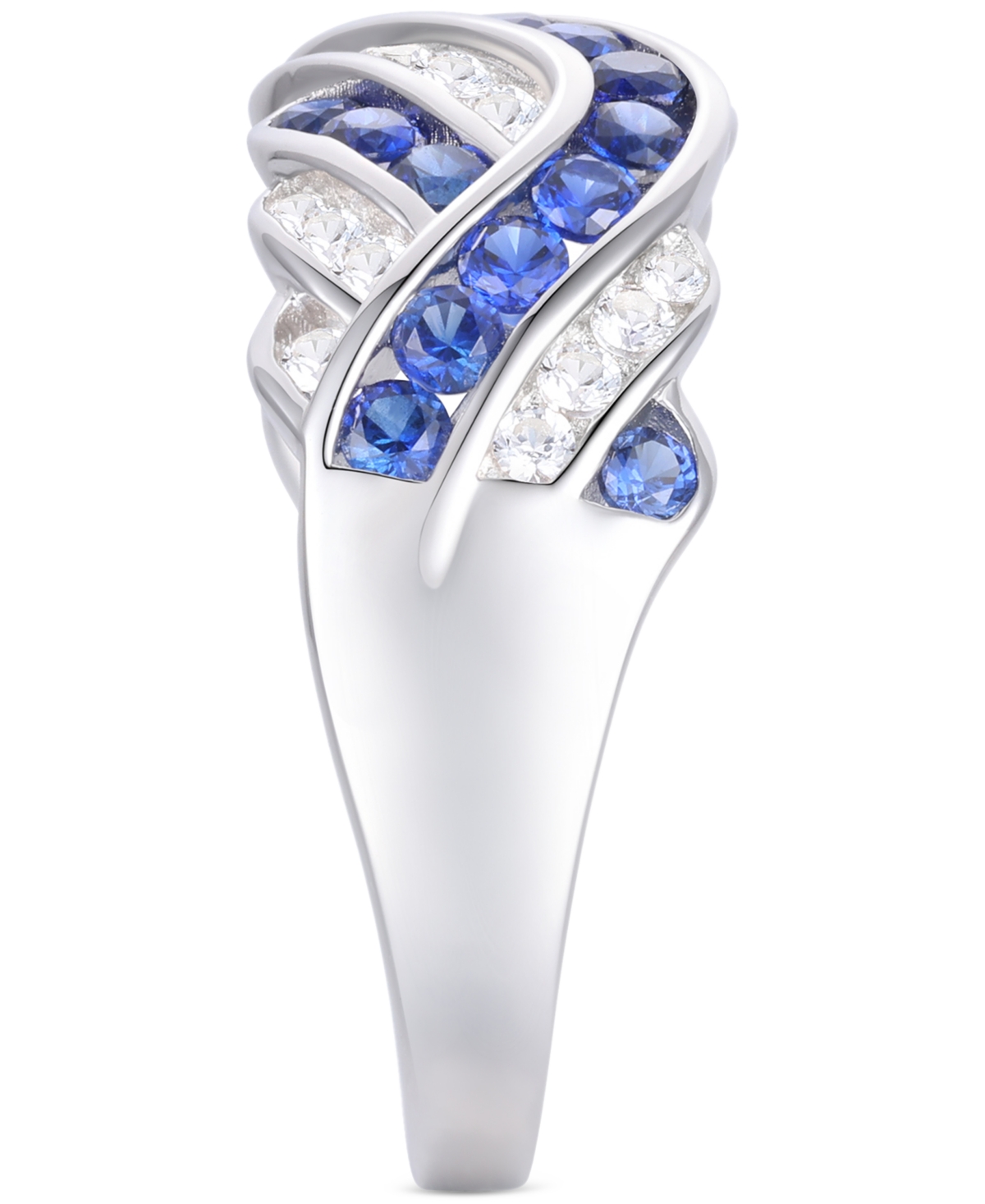 Macy's Created Sapphire, Created White Sapphire & Multi-gemstone Ring In Sterling Silver In Blue