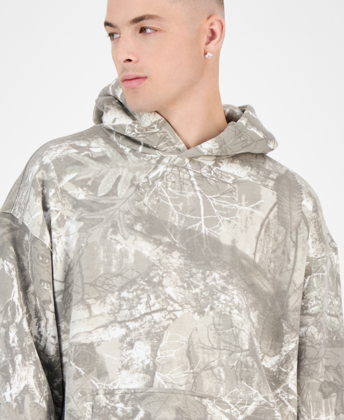 Smileyworld Men's Snowy Camo Leaf Hoodie In Multi