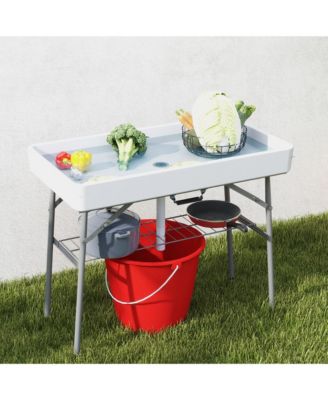 3.4ft Folding Ice Cooler Table with Drain, Party Ice Table,