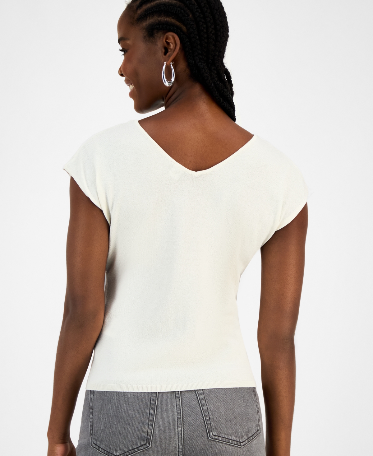 Inc International Concepts Women's Cap-sleeve Sweater, Macy's Exclusive In Neutral
