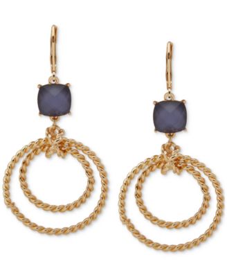 Anne Klein - Gold-Tone Purple Stone Twisted Rope Orbital Earrings