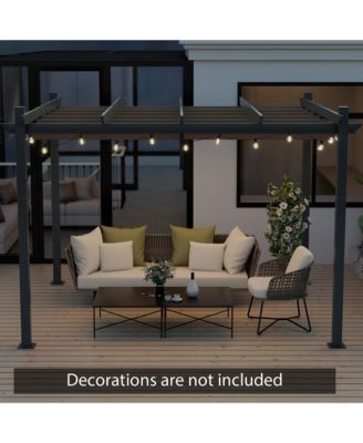 10x12ft Outdoor Aluminum Retractable Pergola Canopy Shelter Grape Trellis