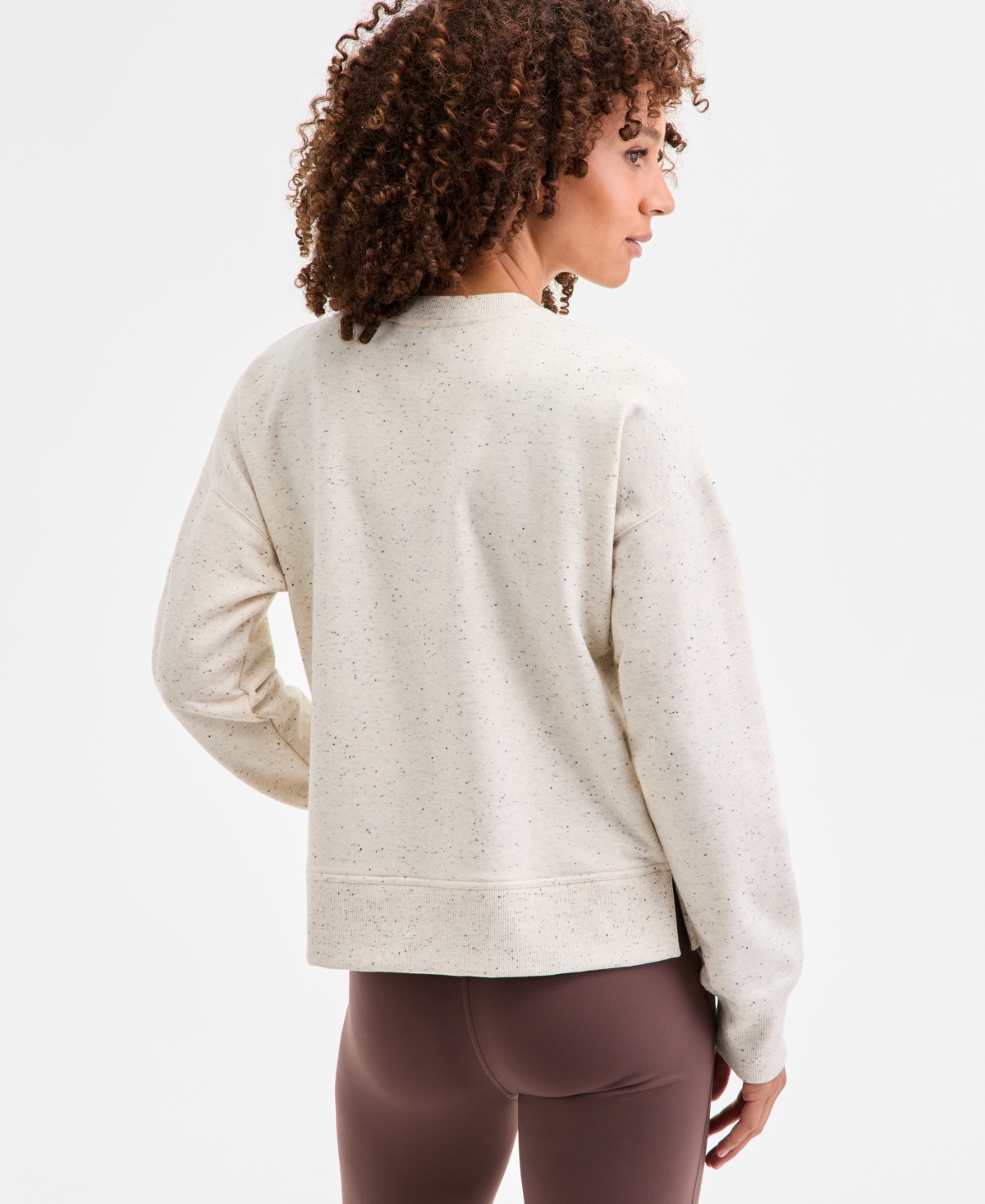 Id Ideology Women's Fleece Crewneck Sweatshirt, Macy's Exclusive In Neutral