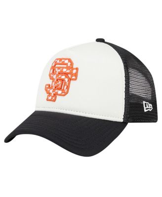 Men's White/Black San Francisco Giants Checkered Flag A-Frame Trucker 9FORTY Adjustable Hat