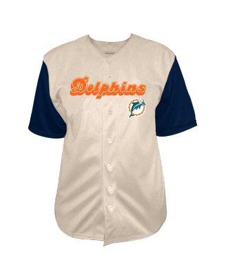 Men's Cream Miami Dolphins Full-Button Short Sleeve T-Shirt