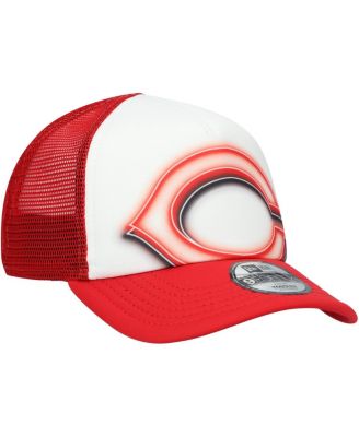 Toddler White/Red Cincinnati Reds Painted A-Frame 9FORTY Trucker Adjustable Hat