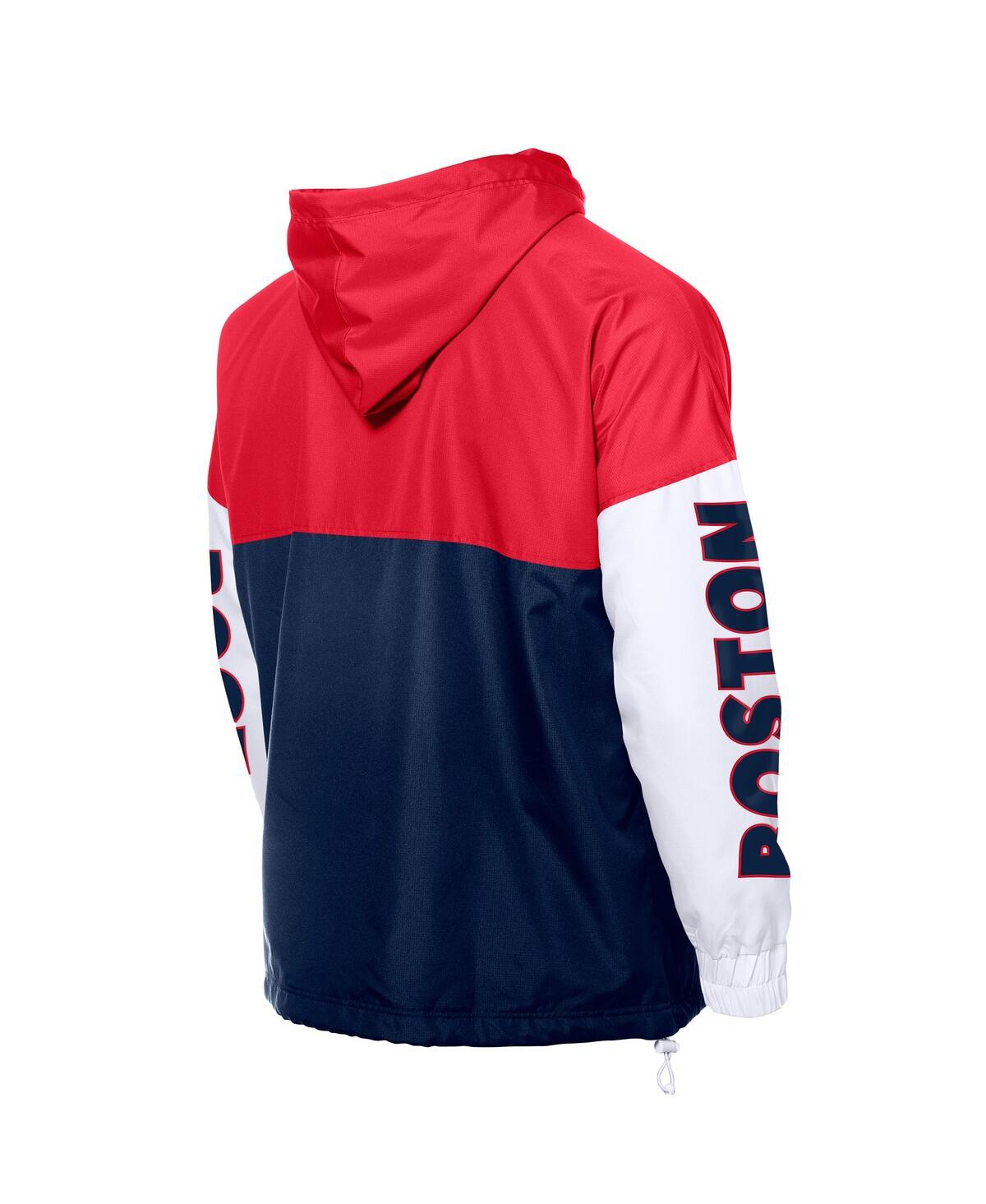 New Era Men's Navy/red Boston Red Sox Color Block Full-zip Hoodie Windbreaker In Multi