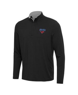 Antigua - Men's Black/Gray SMU Mustangs Content Quarter-Zip Pullover Top