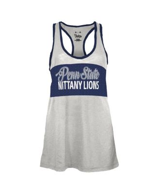 Women's White/Navy Penn State Nittany Lions Tracy Racerback Burnout Tank Top