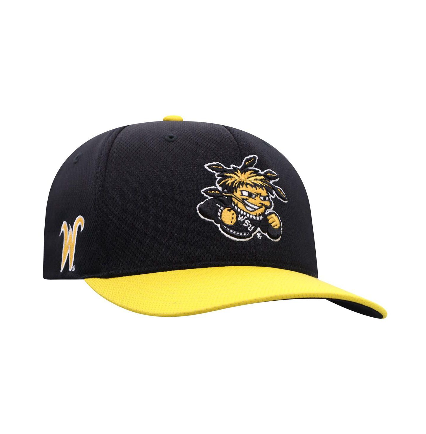 Мужская кепка Top of the World Black/Yellow Wichita State Shockers Reflex Two-Tone Flex Hat — фото 2