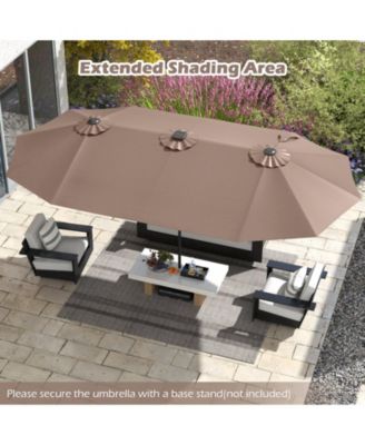 15.5 FT Double-sided Patio Umbrella w/ Solar Lights Outdoor Twin Size Umbrella