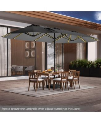 15.5 FT Double-sided Patio Umbrella with Solar Lights Outdoor Twin Size Umbrella