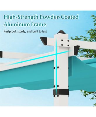 12' x 10' Outdoor Pergola w/ Retractable Canopy Aluminum Frame Anchors Patio