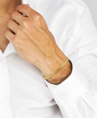 Men's Diamond-Cut Wide Snake Chain Bracelet in 14k Gold Over Sterling Silver