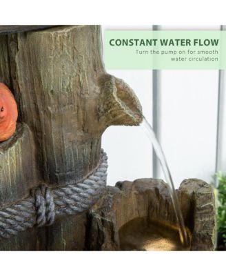 Outdoor Fountain with Backyard Birdhouse Tree Trunk Design