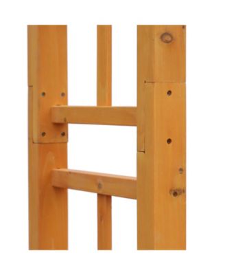 7' Wood Steel Outdoor Garden Arched Trellis Arbor w/ Fir Wood,