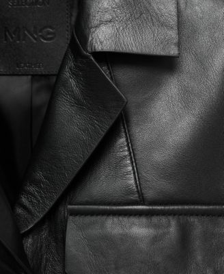 Women's Leather Pockets Blazer