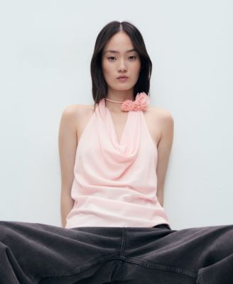 Women's Flower Detail Draped Blouse