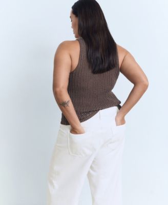 Women's Turned-Up Hem Wide Leg Cropped Jeans