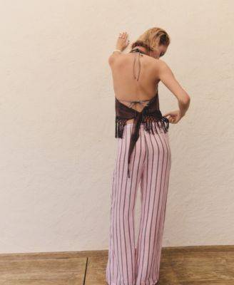 Women's Striped Ramie Pants