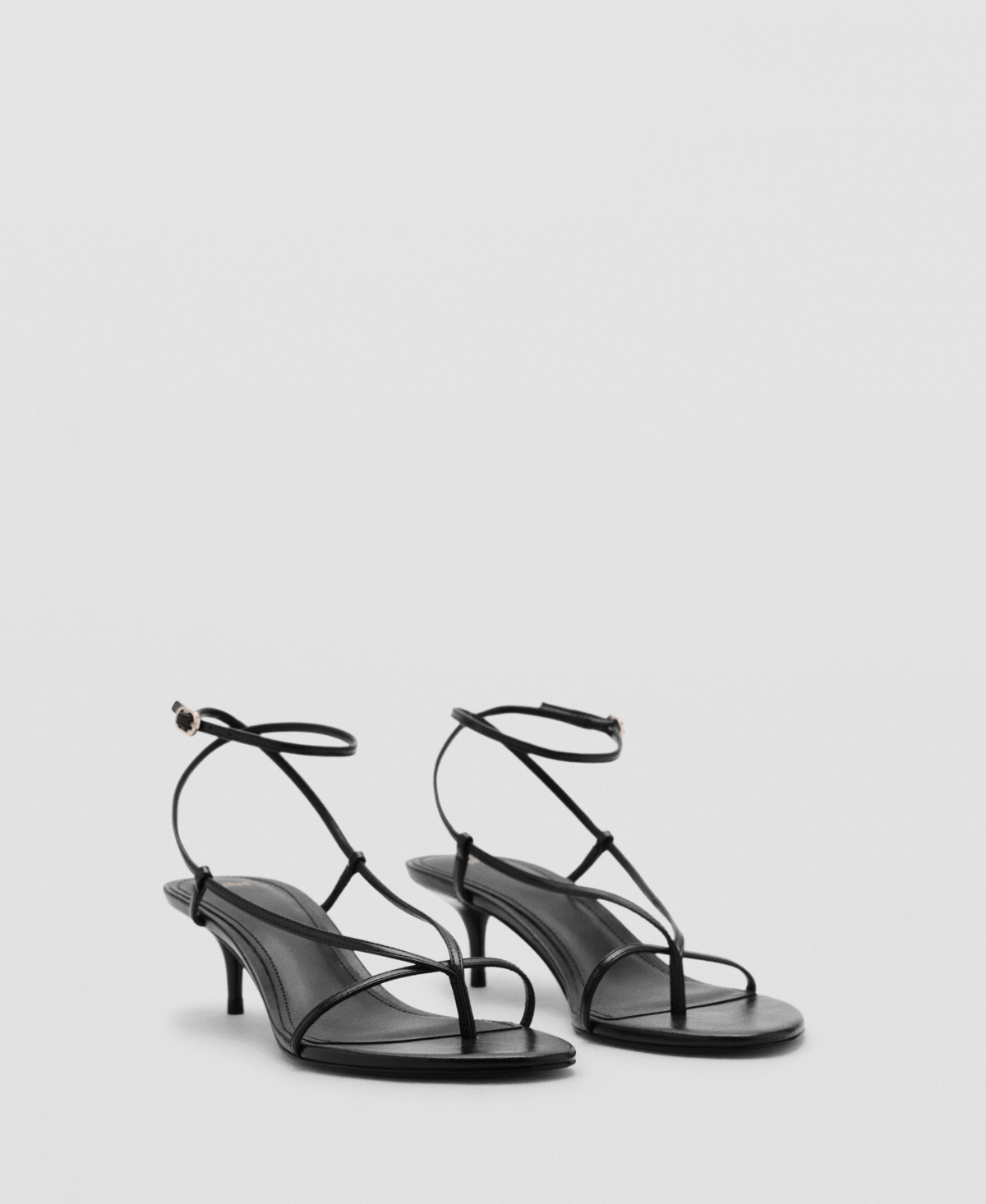 Women's Thin Strap Heeled Sandals - Black