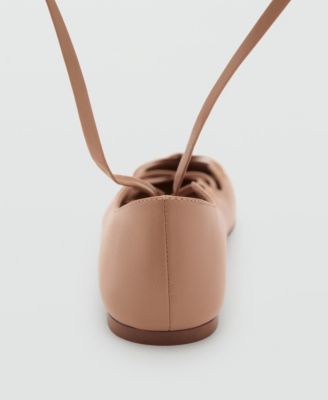 Women's Crossed Straps Leather Ballet Flats