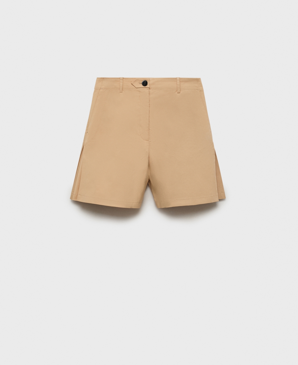Mango Pleated Cotton Blend Shorts In Brown