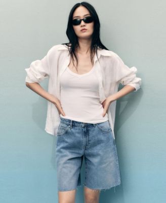 Women's Frayed Hem Denim Shorts