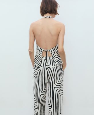 Women's Geometric-Print Linen Vest