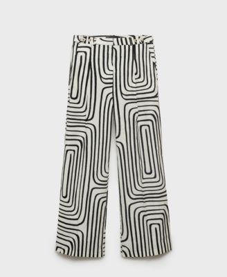 Women's Geometric-Print Linen Pants