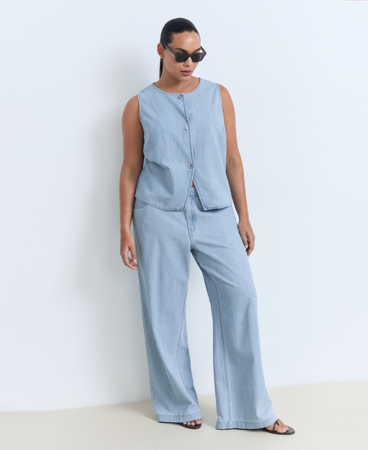 Mango Women's Buttoned Denim Gilet