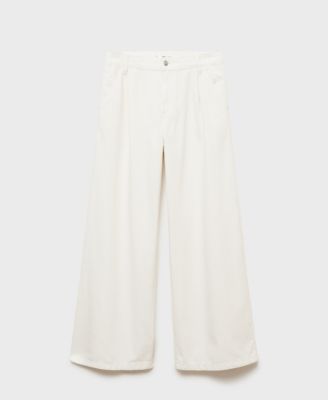 MANGO - Women's Wide-Leg Pleated Jeans