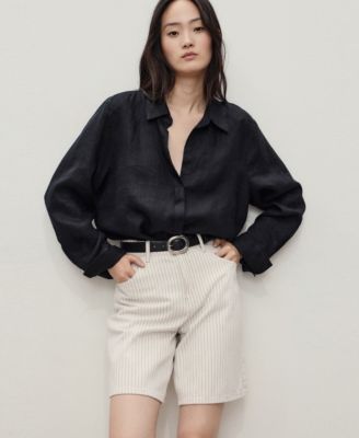 Women's High-Waist Straight-Fit Denim Shorts