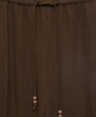 Women's Linen-Blend Elastic Waist Pants