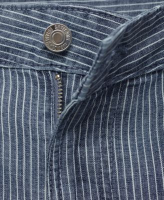 Women's Mid-Rise Striped Denim Shorts