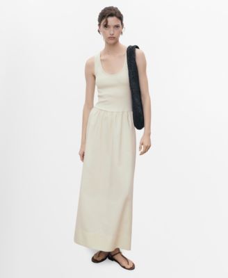MANGO - Women's Combined Fabric Flared Dress