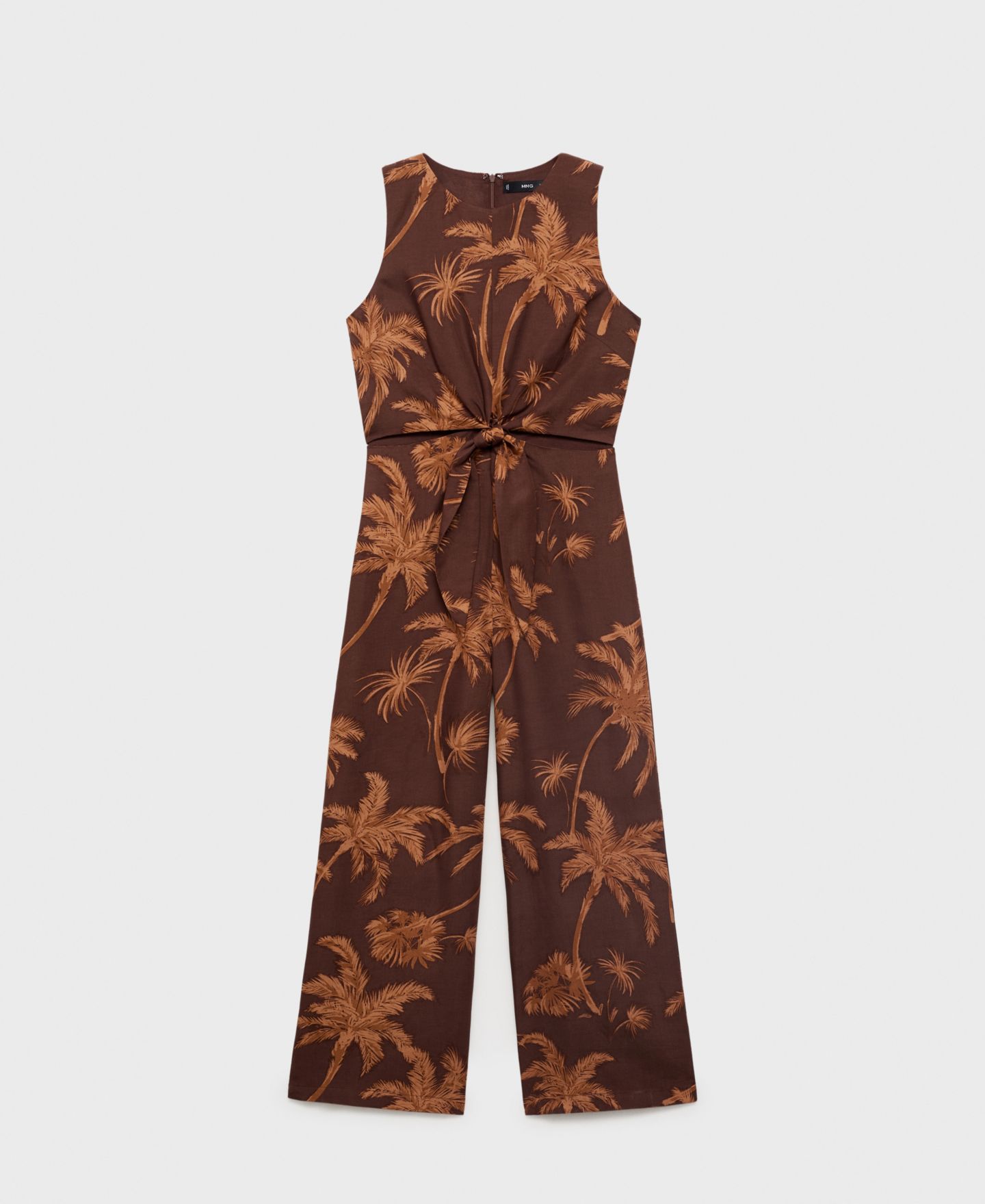 Женский комбинезон MANGO Cut Out Knot Detail Lyocell Jumpsuit, цвет: Коричневый — фото 7