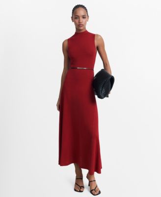MANGO - Women's Fine-Knit Flared Dress