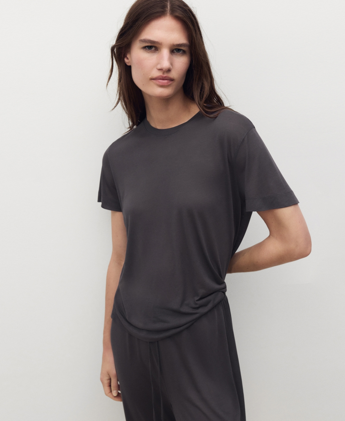 Mango Micromodal Pajama Pants In Blue