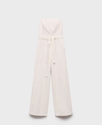 MANGO - Women's Belted Denim Jumpsuit