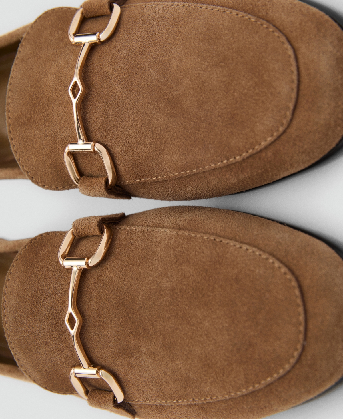 Mango Buckle Leather Apron-toe Flat In Brown